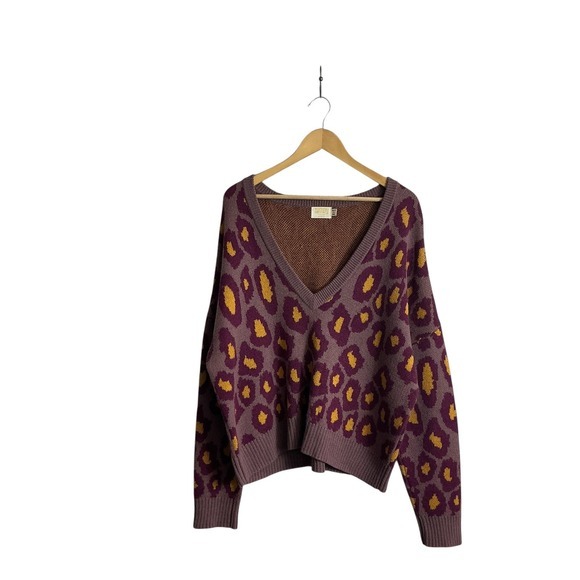 Nation LTD Sweaters - Nation LTD‎ Medium Baby Alpaca Cotton Leopard Print Mauve Sweater Ultrasoft